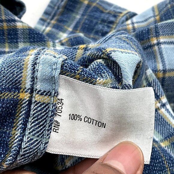 Orvis Shirt Men Large Blue Plaid Button Up 100% Cotton Long Sleeve Active Fit - Picture 11 of 15